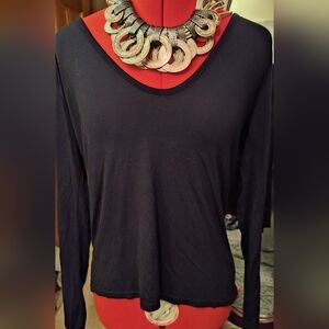 Nwt Nasty Gal Black Scoop Neck Long Sleeve Shirt Soft Size 6